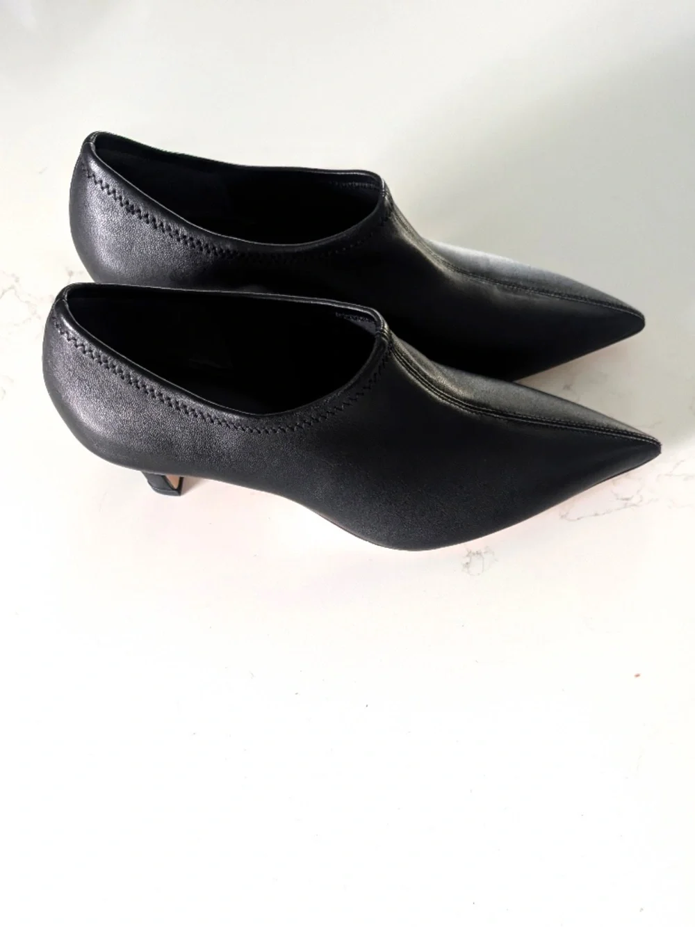 Favorite Daughter Stoj Pointed Toe Kitten Heel Ankle Booties Black Leather 7M